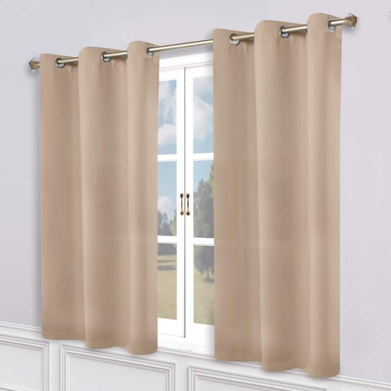 Superior Modern Solid Washable Room Darkening Curtains, Set of 2 Panels - 2PC- 52" x 63" - Smoked Ash