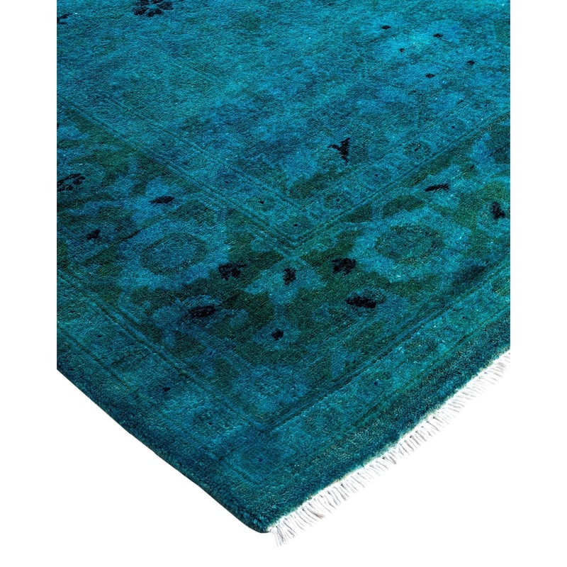 Contemporary Overdyed Wool Hand Knotted Square Area Rug - 4' 0" x 4' 2"