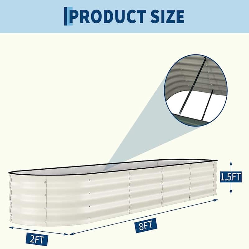 2-Pack 4x2x2FT Galvanized Steel Raised Garden Bed Kit for Vegetables Herbs and Flowers Beige