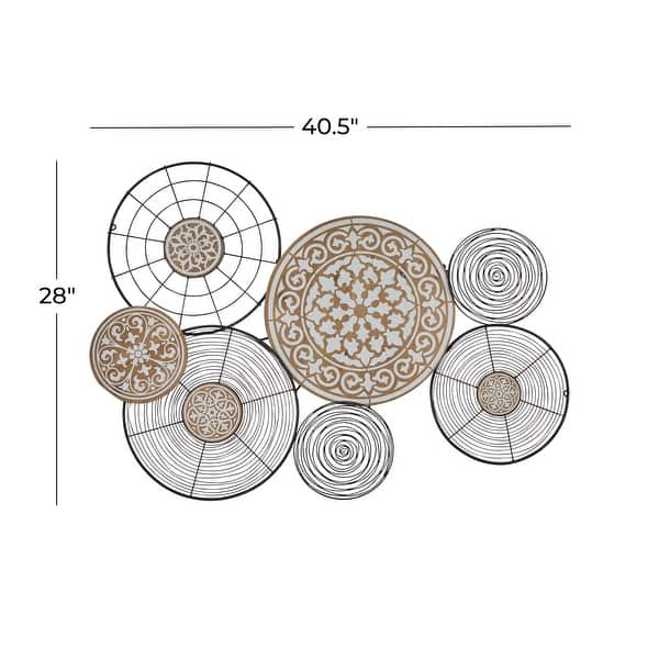 Black Metal Handmade Plate Home Wall Decor with Intricate Pattern