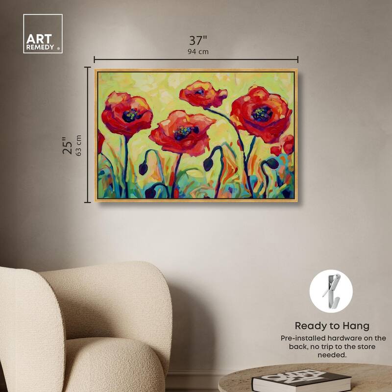 Red Poppy Field II Canvas by Art Remedy