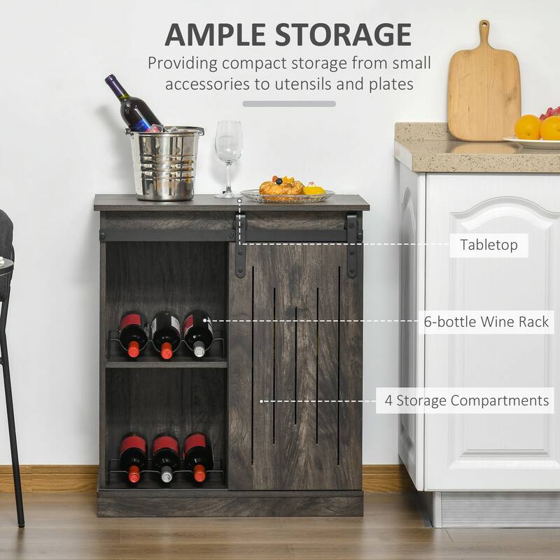 Industrial Wine Rack Sideboard with Sliding Barn Doors and Cabinets Storage Buffet for Dining Room Home Bar