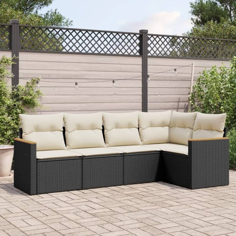 vidaXL Garden Sofa Set Black - Black and cream Large Without table