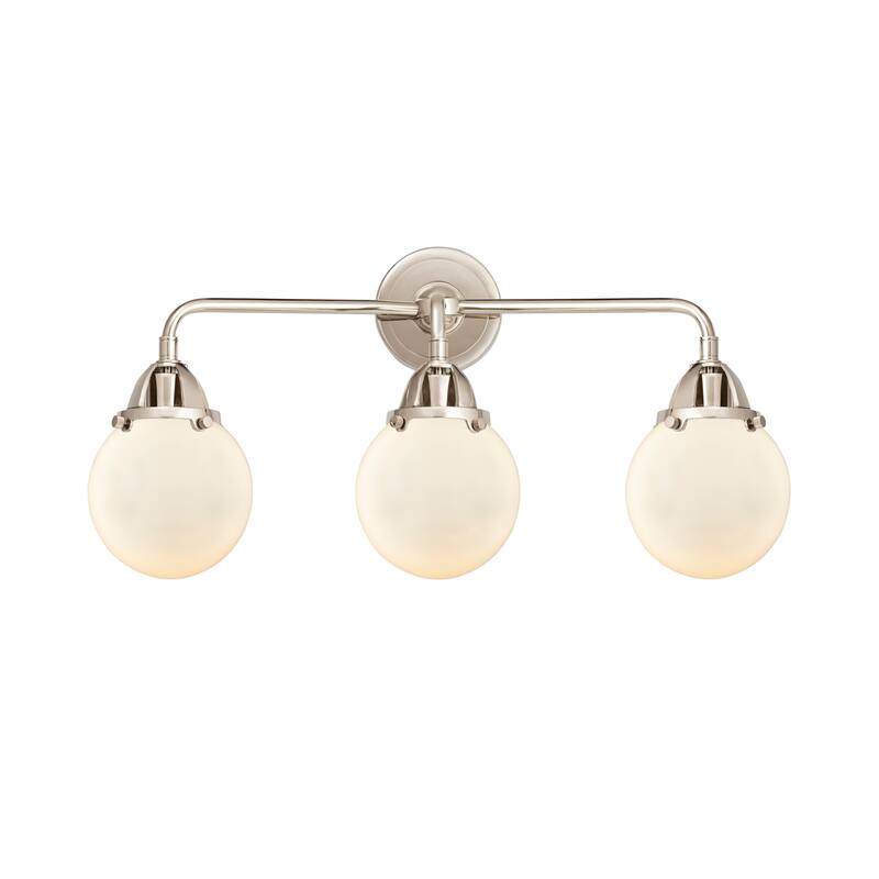 Innovations Lighting 288-3W-11-24 Beacon Vanity Beacon 3 Light 24" - Polished Nickel / Matte White