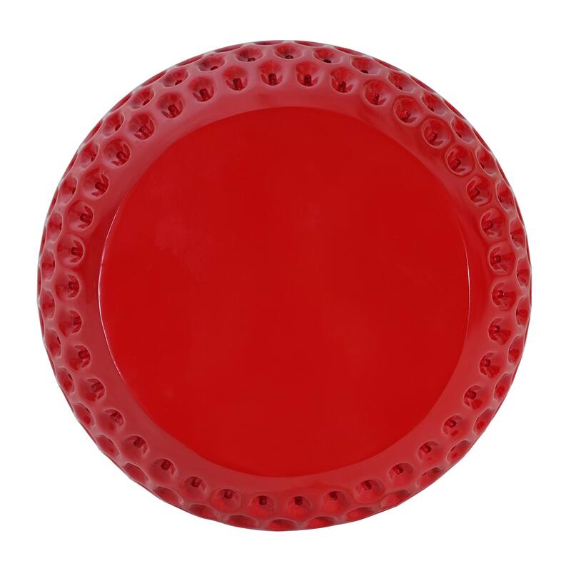 Christopher Knight Home - 18.00'' Contemporary Concrete Accent Side Table with Strawberry Hexagonal Seed-Texture Surface - Red