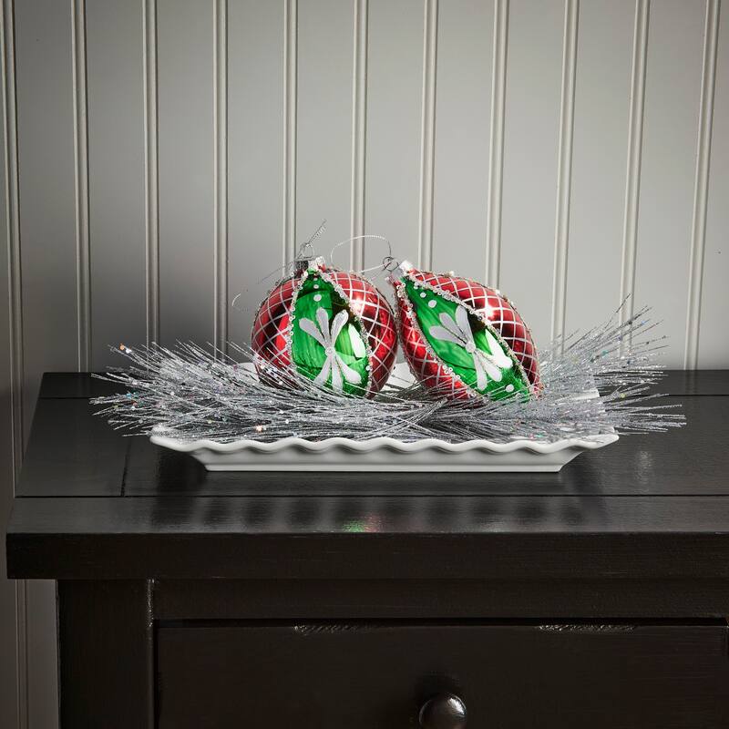 4-6" Glass Sequin Finial Ball Ornament Set of 6