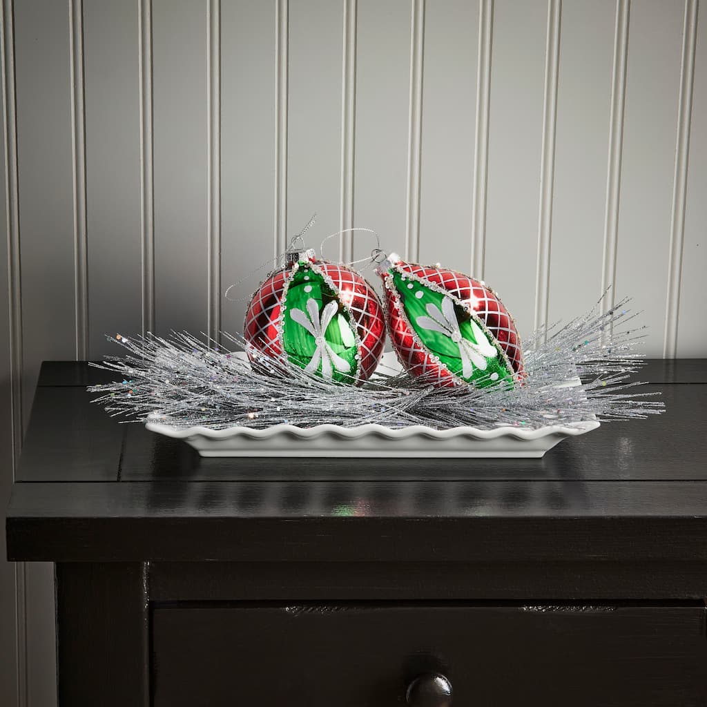 4-6" Glass Sequin Finial Ball Ornament Set of 6