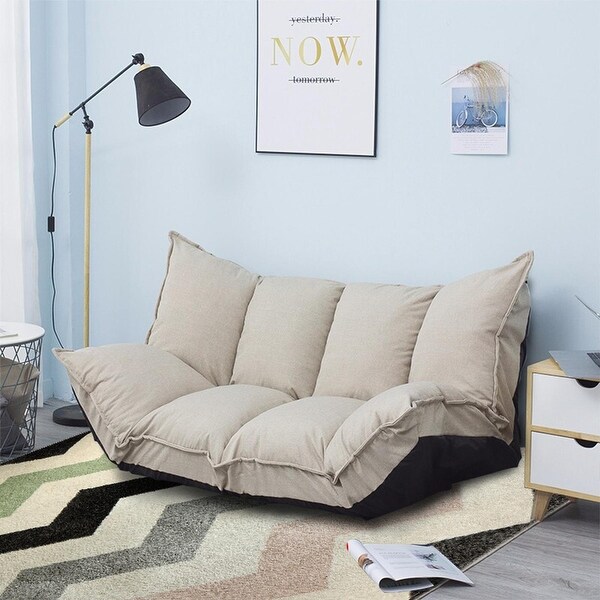 Lazy Sofa Futons Sets Adjustable Sofa TV Floor Couch Folding Sofa Bed Entertainment | Beige. Opens flyout.