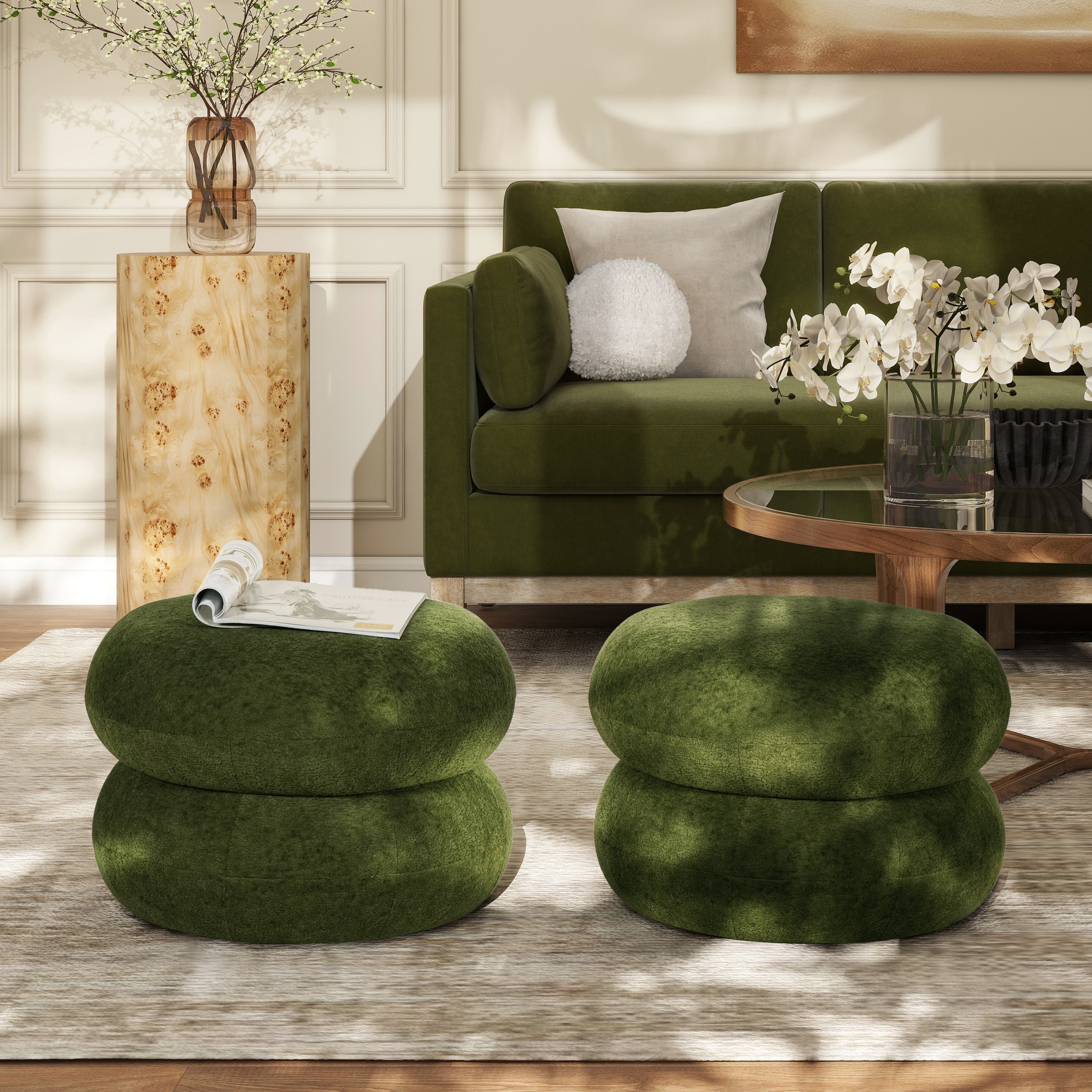 Nest Upholstered Round Pouf Ottoman On Sale Bed Bath