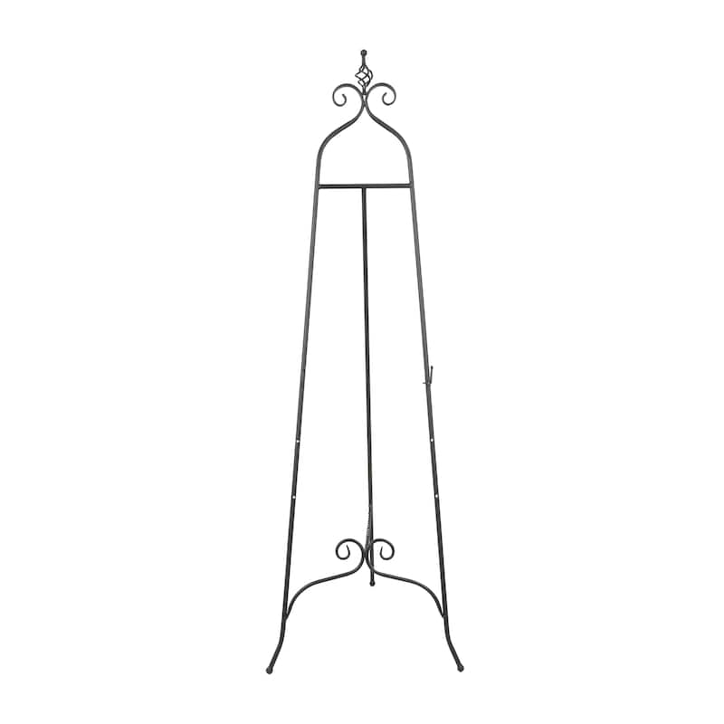 Metal Scroll Adjustable 3 Tier Display Easel with Chain Support and Swirl Finial - Black or Gold - Roche River Decor