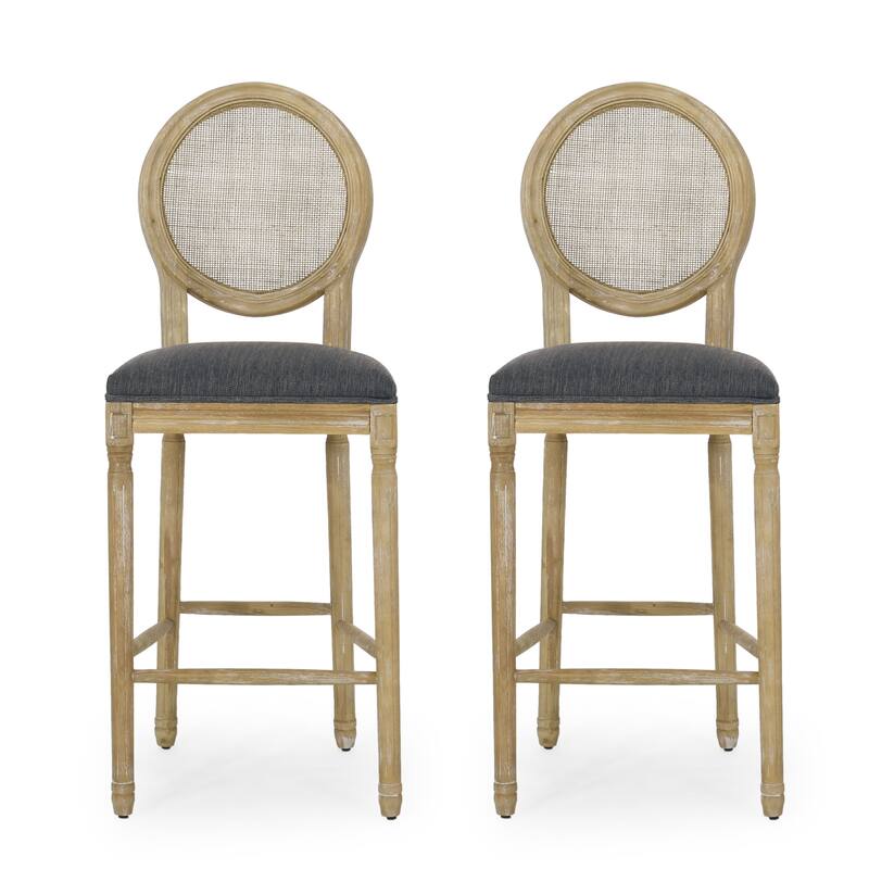 Epworth French Country Upholstered Wooden Barstools (Set of 2) by Christopher Knight Home