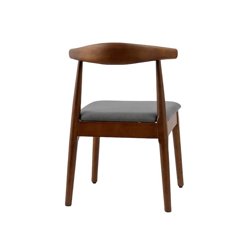 Mid Century Dining Room Chairs Set of 2,Wood and Fabric Upholstered For Dining Chairs,Walnut Frame Charcoal Grey Cushion