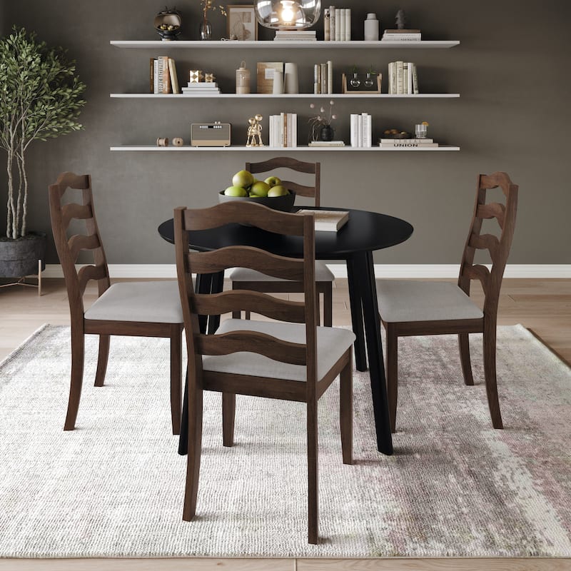 CraftPorch Sophistique 4-Piece Chair and Round Table Wooden Dining Set