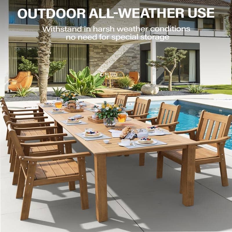 WINSOON 10-Piece HIPS All Weather Outdoor Patio Dining Sets with Umbrella Hole& Aluminum Frame,2-Table 8-Chairs