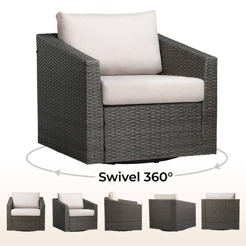 Oakley Outdoor Wicker Patio Furniture Swivel Chair