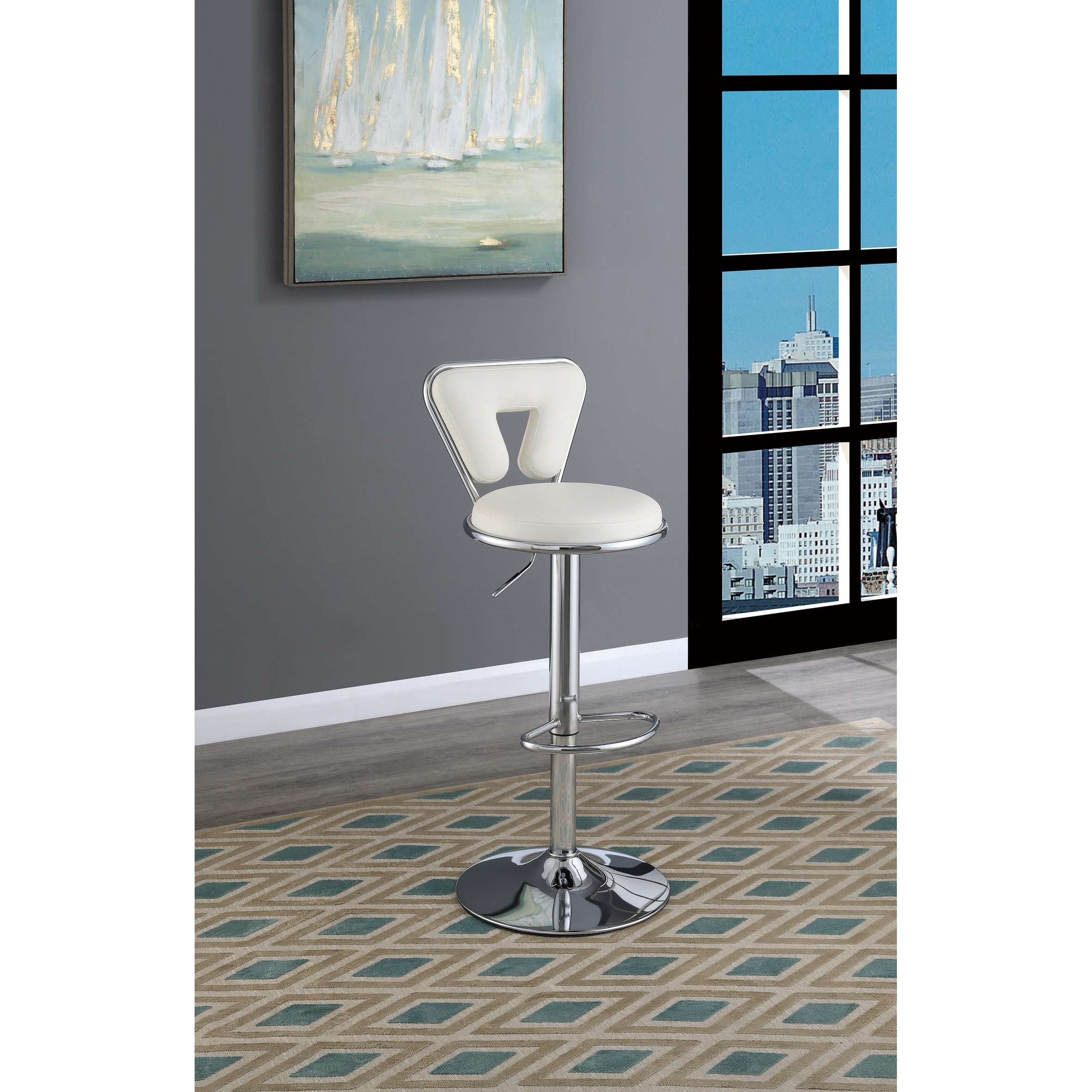 Adjustable bar stools set 2025 of 2 faux leather