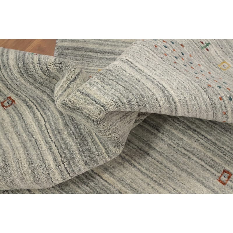 Hand Knotted Oriental 100% Wool Carpet Tribal Animal Pictorial Greys & Charcoal Gabbeh Area Rug - 7' 9'' X 4' 10''