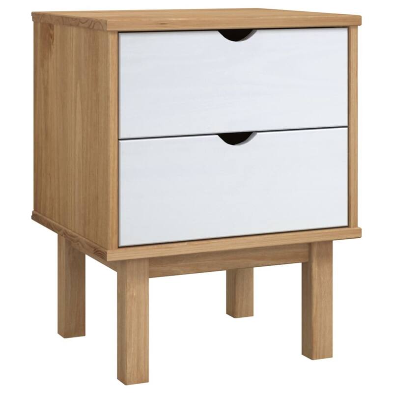 Solid Wood Pine Bedside Cabinet with 2 Drawers