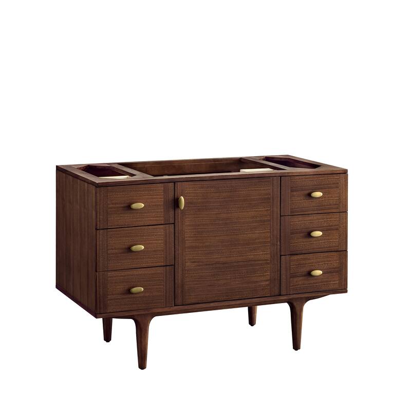 James Martin Vanities Amberly 48" Single Vanity, Mid-Century Walnut - No Top