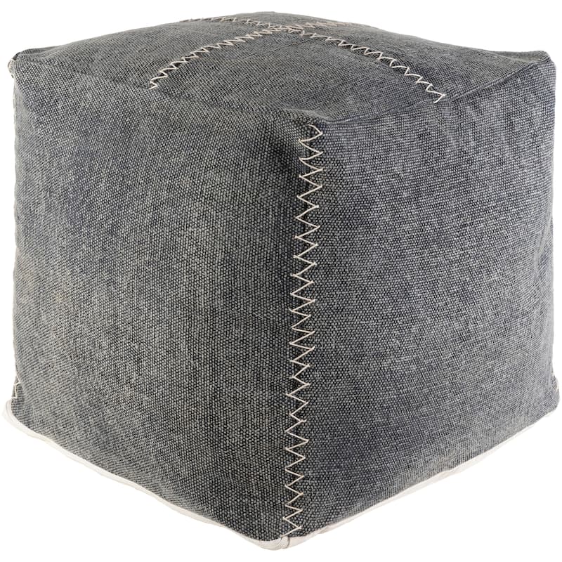 Ema Stitched Cottage Pouf - Pouf - Polystyrene Beads - Gray - Single