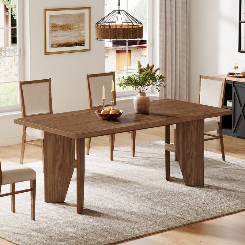 63" Dining Table for 4-6, Farmhouse Rectangular Kitchen Table - N/A
