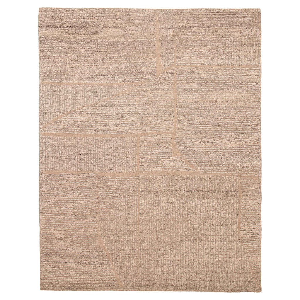 ECARPETGALLERY Hand-knotted Tangier Taupe Wool Rug - 8'0 x 10'2