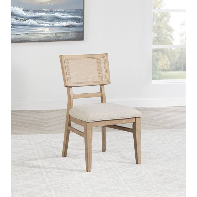 Kailani Rattan Cane Dining Side Chair Beige Oak (Set of 2) - 20.5" x 22.25" x 35"