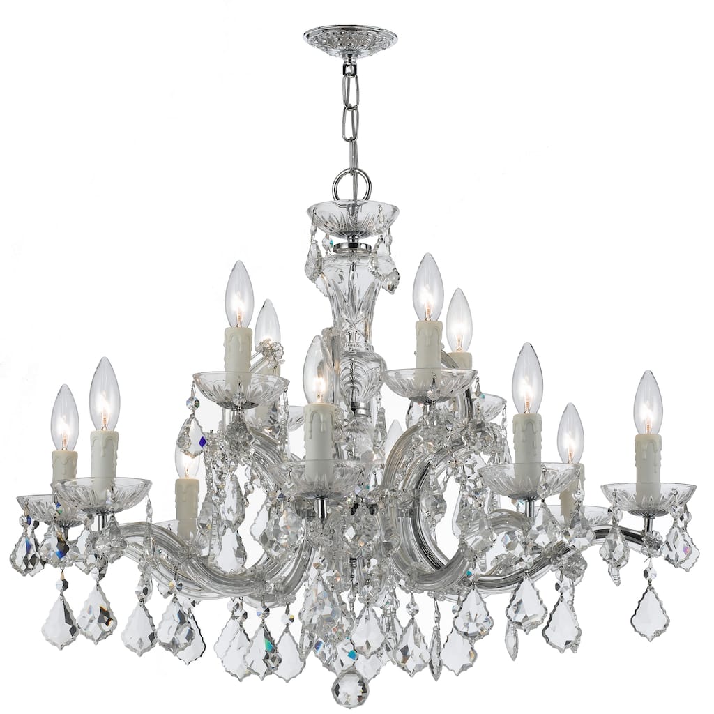 Maria Theresa 12 Light Clear Crystal Chrome Chandelier - 30'' W x 23'' H