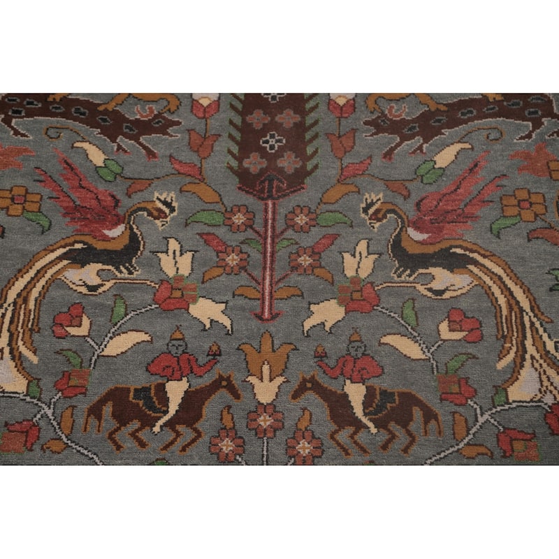 Animal Pictorial Ziegler Area Rug Hand-Knotted Oriental Wool Carpet - 10'0"x 13'9"