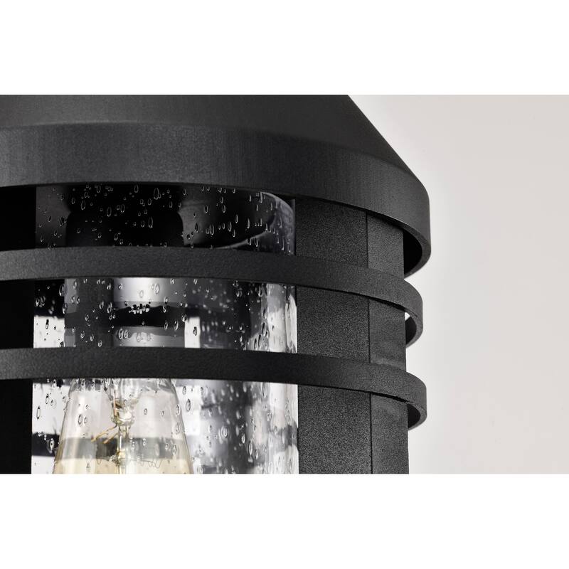 Wilton 1 Light Hanging Lantern Matte Black with Clear Seeded Glass