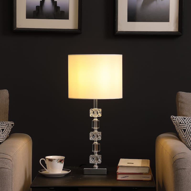 20" Luxurious Crystal And Steel Table Lamp - Small