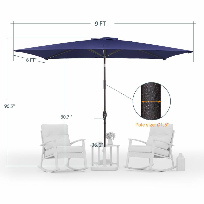 LIVOOSUN 6x9Ft Patio Market Umbrella Weather-Resistant Table Umbrella