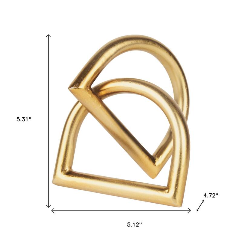 HomeRoots 5" Gold Iron Abstract Tabletop Sculpture - 5.12 in. x 5.31 in. x 4.72 in.