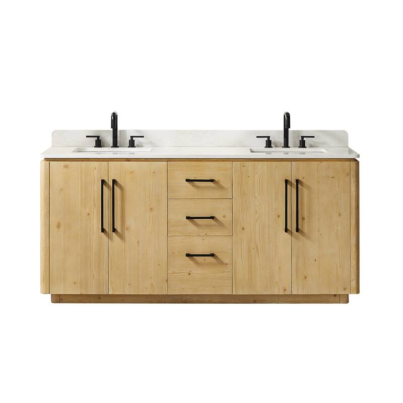 Serene Bathroom Vanity in Nature Brown with Grain White Engineered Stone Countertop without Mirror