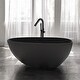 preview thumbnail 11 of 18, KISRAIS 59" X 30.75" Solid Surface Artificial Stone Freestanding Soaking Bathtub Matte Black