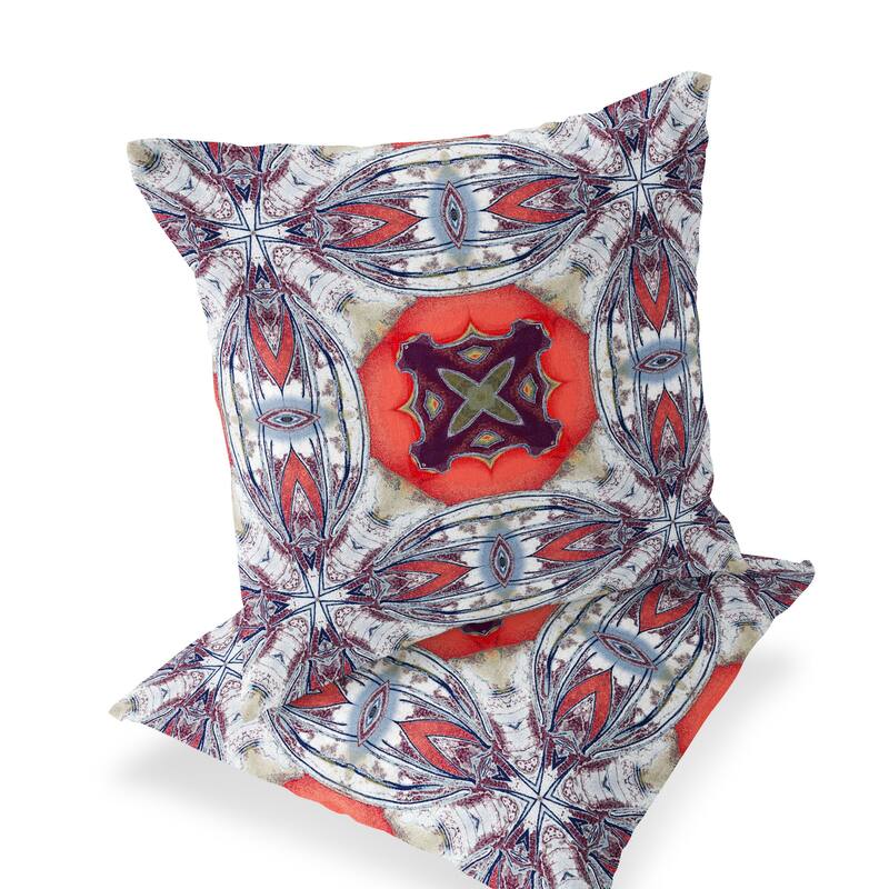 HomeRoots Set of Two 16" X 16" Blue and Gray Blown Seam Floral Indoor Outdoor Throw Pillow - 16.00' X '16.00' X '5.00