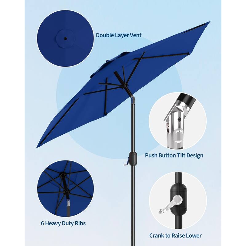 Coromose 7.5FT Patio Umbrella Outdoor, 6 Sturdy Ribs UV Protection,for Deck Poolside Backyard