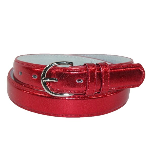 CTM® Women's Leather 1 1/8 Inch Metallic Dress Belt