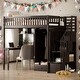 preview thumbnail 2 of 37, Elegance Unique Design Wood Full Size Loft Bed With Ladder,Beautiful Kid Bed