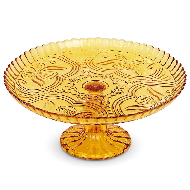 Amici Home Flower 10 In Footed Glass Cake Stand - 10” D x 4” H