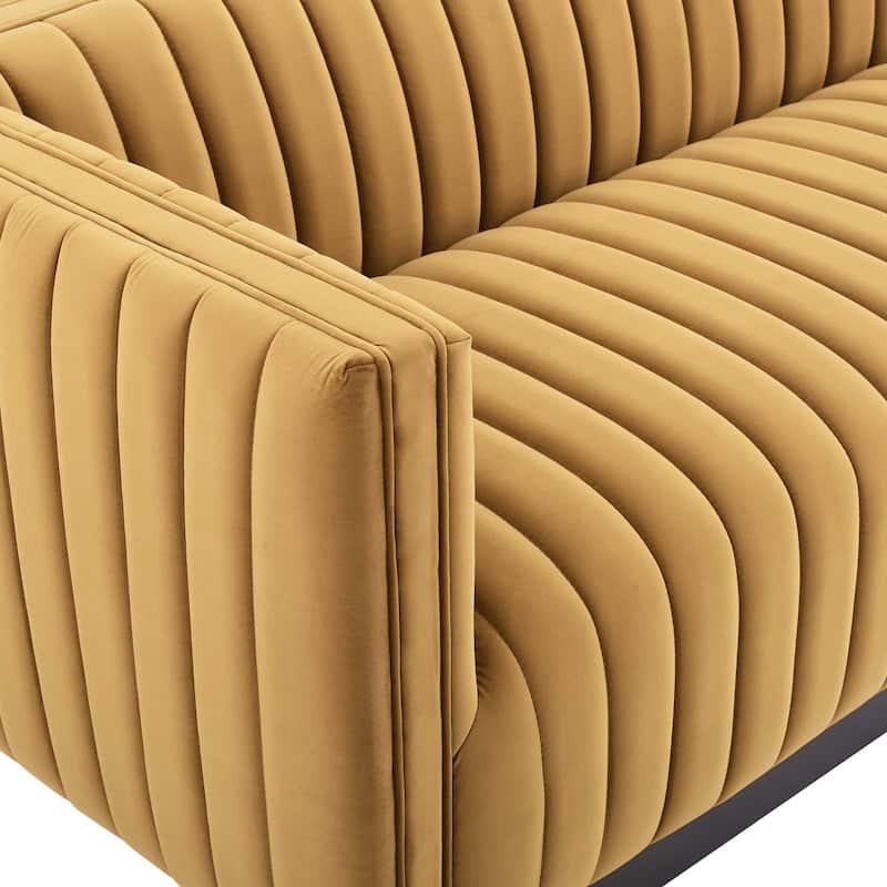 Silver Orchid Rosar Channel Tufted Velvet Sofa
