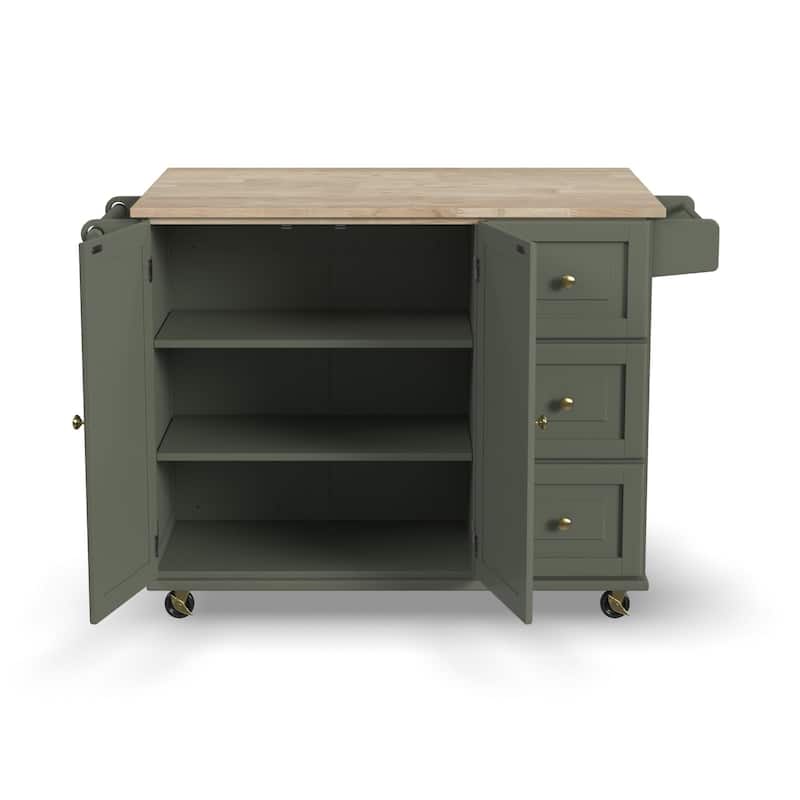 Dolly Madison Green Wood Kitchen Cart - 54" x 36" x 29"