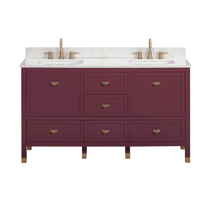 Alana Bathroom Vanity in Burgundy Red with Alluring Quartz Top