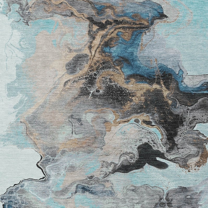 HomeRoots Abstract Modern Rectangle Outdoor Rug