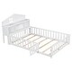 preview thumbnail 6 of 9, Full-Size Montessori Floor Bed with Bookcases & Blackboards, Solid Wood Design for Kids with Guardrails & Storage, White