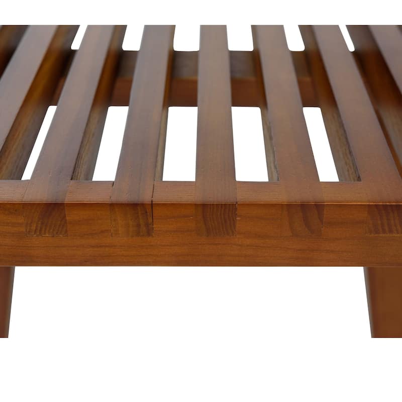 Inwood Solid Wood Entryway Bench with Slatted Seat, Rubberwood Frame, Beech Legs, Indoor Shoe Rack & Storage, Stained Finish