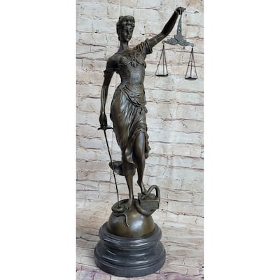 25 Inches Tall Large Blind Justice By Mayer Hot Cast Handcrafted Sculpture Marble Figu
