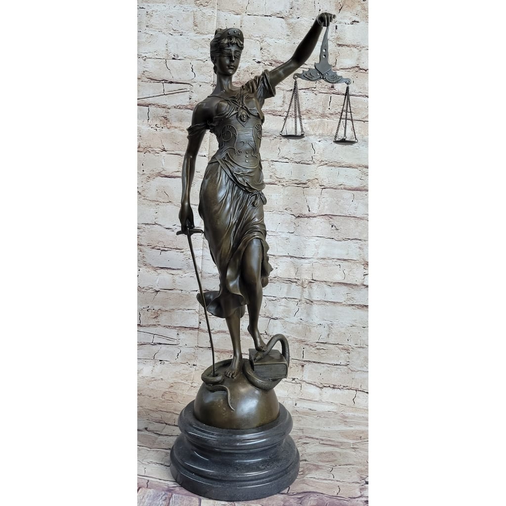 25 Inches Tall Large Blind Justice By Mayer Hot Cast Handcrafted Sculpture Marble Figu
