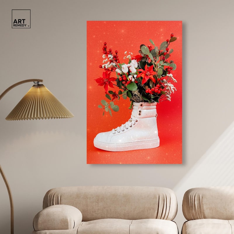 Christmas Sneaker Canvas by Art Remedy, Gallery Wrapped