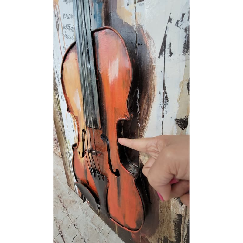Violin Viola 3D Metal Cutout On Wood Canvas Painting Wall Art Hanging Decor